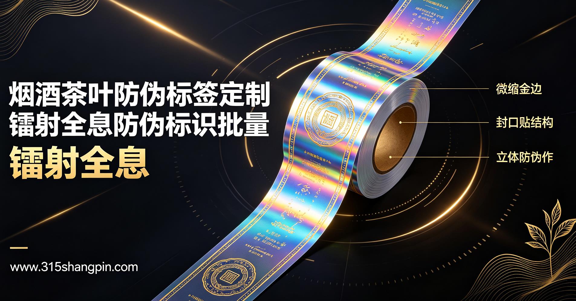 烟酒茶叶防伪标签定制，镭射全息防伪标识批量印刷制作
