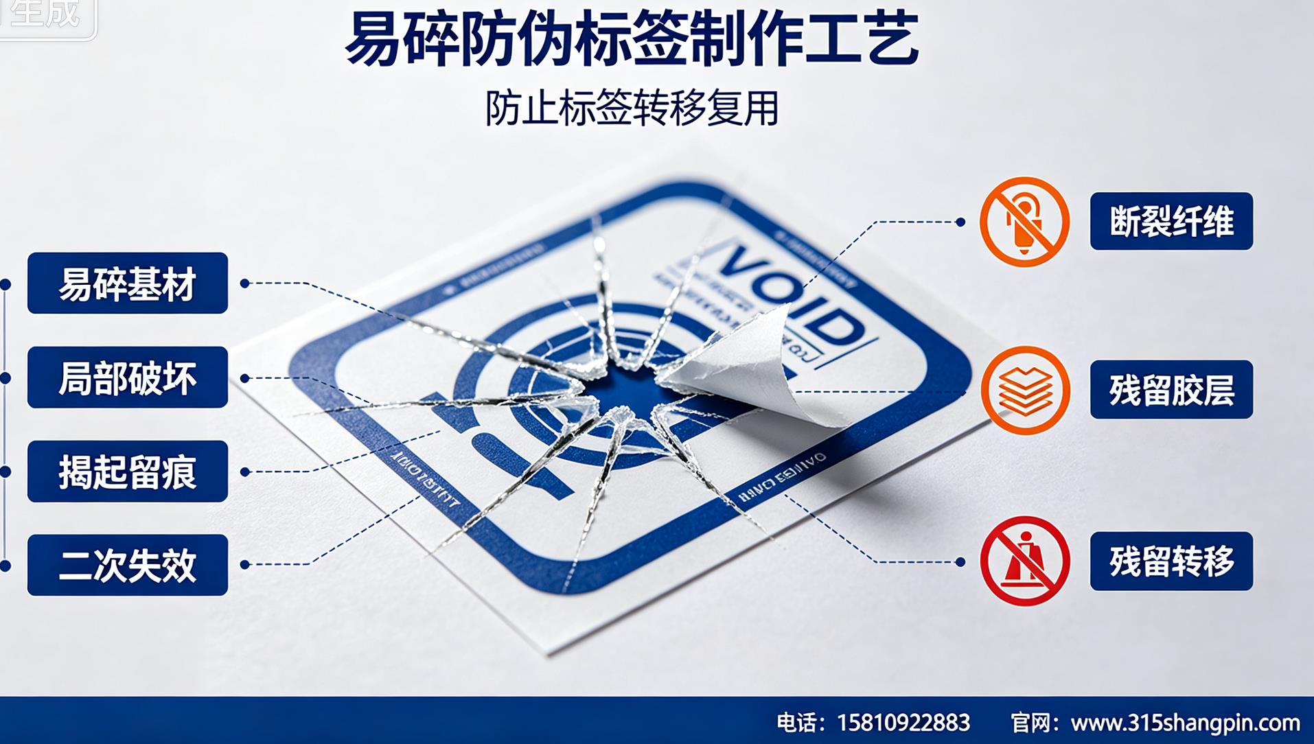 易碎防伪标签制作工艺，防止防伪标签转移复用