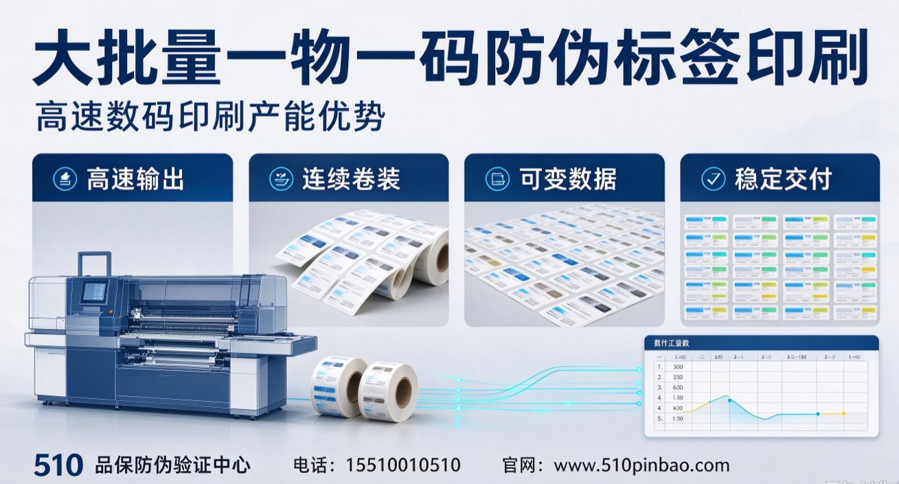 大批量一物一码防伪标签印刷，高速数码印刷产能优势