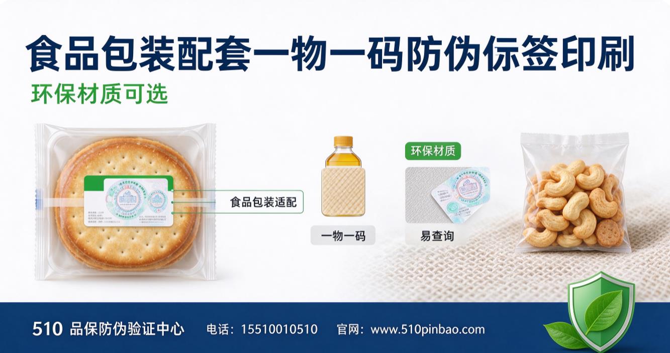 食品包装配套一物一码防伪标签印刷，环保材质可选