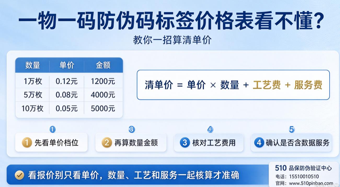 一物一码防伪码标签价格表看不懂？教你一招算清单价