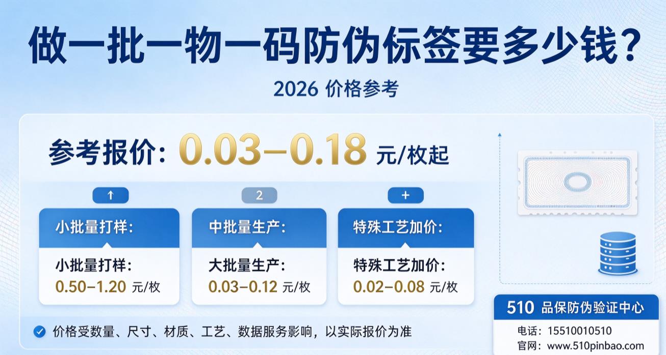 做一批一物一码防伪标签要多少钱？2026价格参考