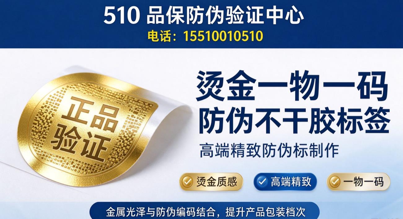 烫金一物一码防伪不干胶标签，高端精致防伪标制作