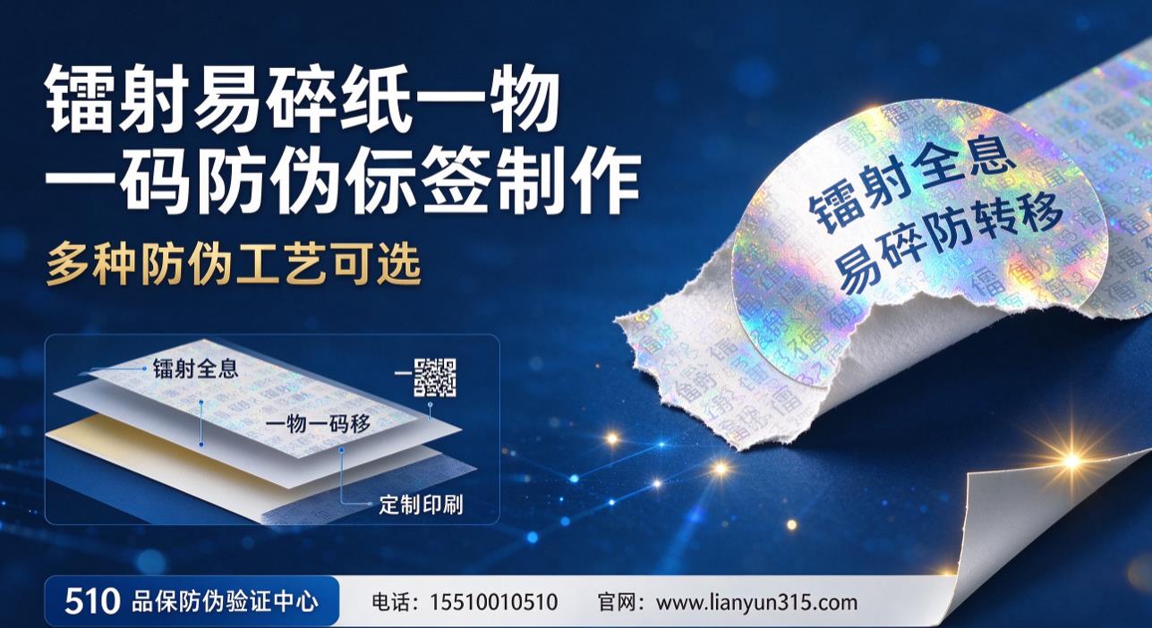 镭射易碎纸一物一码防伪标签制作，多种防伪工艺可选
