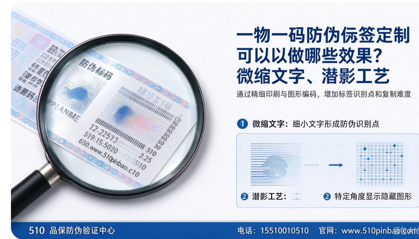 一物一码防伪标签定制可以做哪些效果？微缩文字、潜影工艺