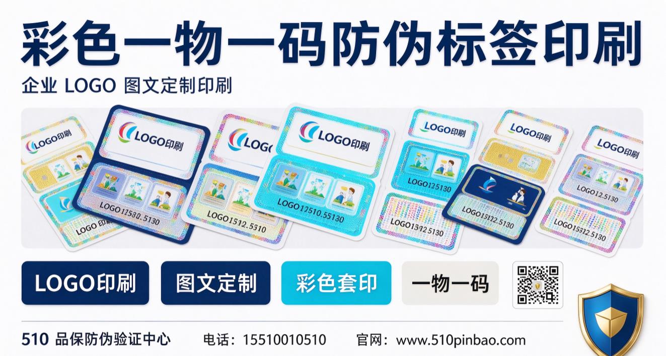 彩色一物一码防伪标签印刷，企业LOGO图文定制印刷