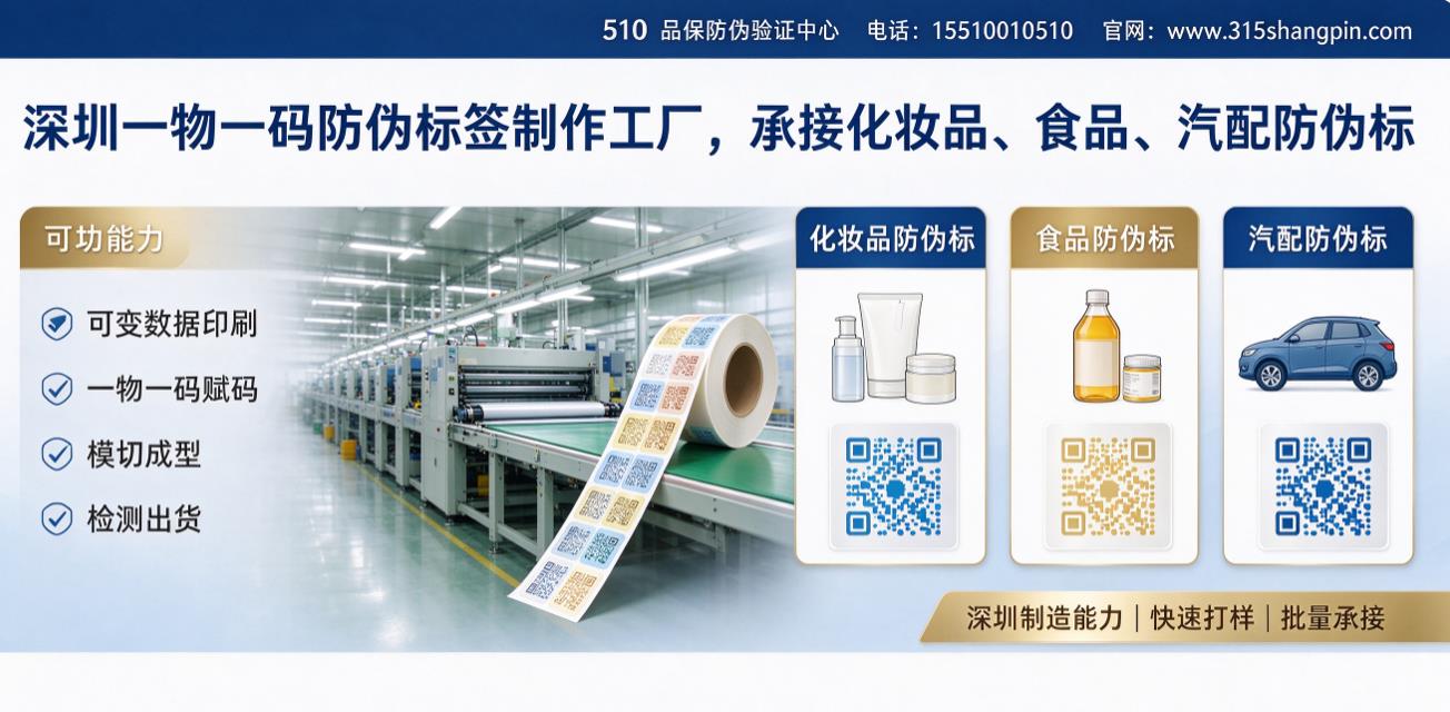 深圳一物一码防伪标签制作工厂，承接化妆品、食品、汽配防伪标