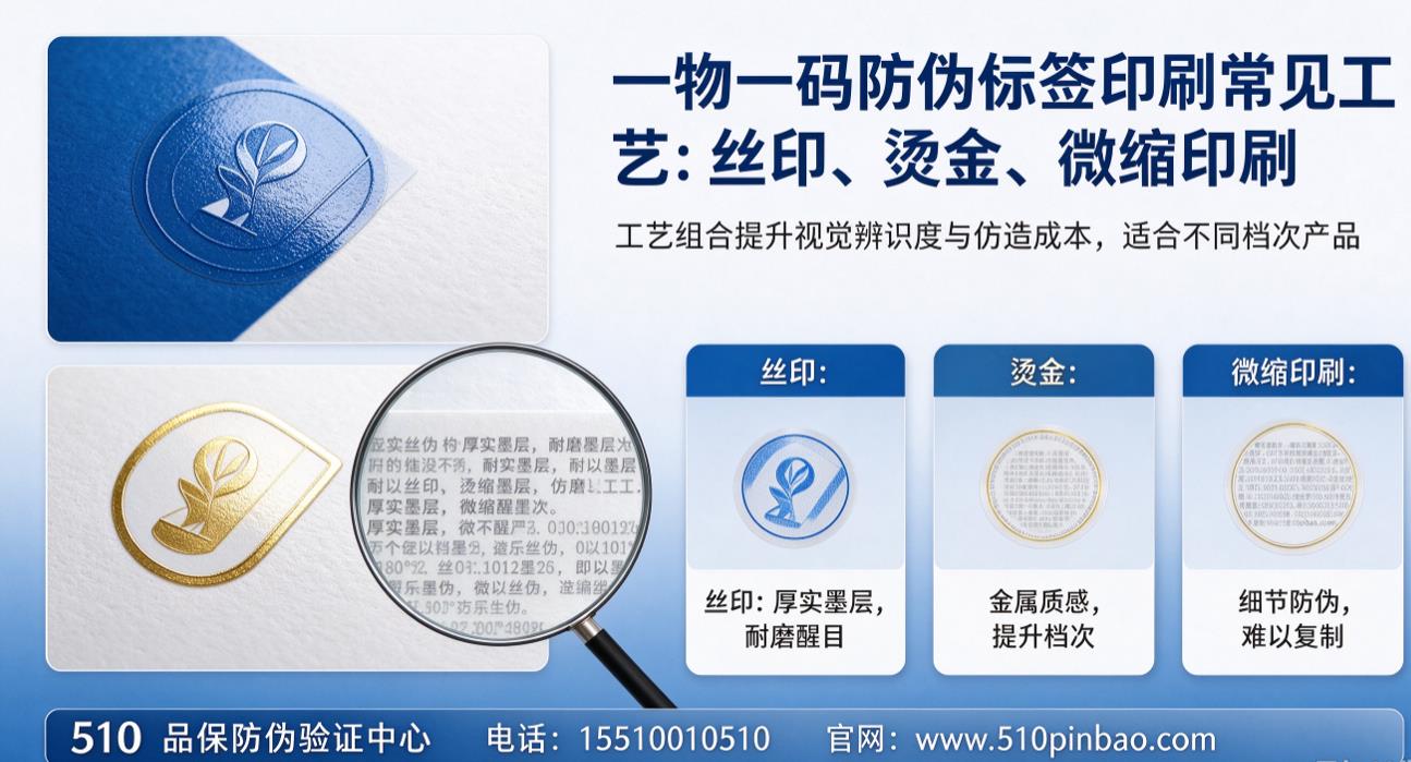 一物一码防伪标签印刷常见工艺：丝印、烫金、微缩印刷